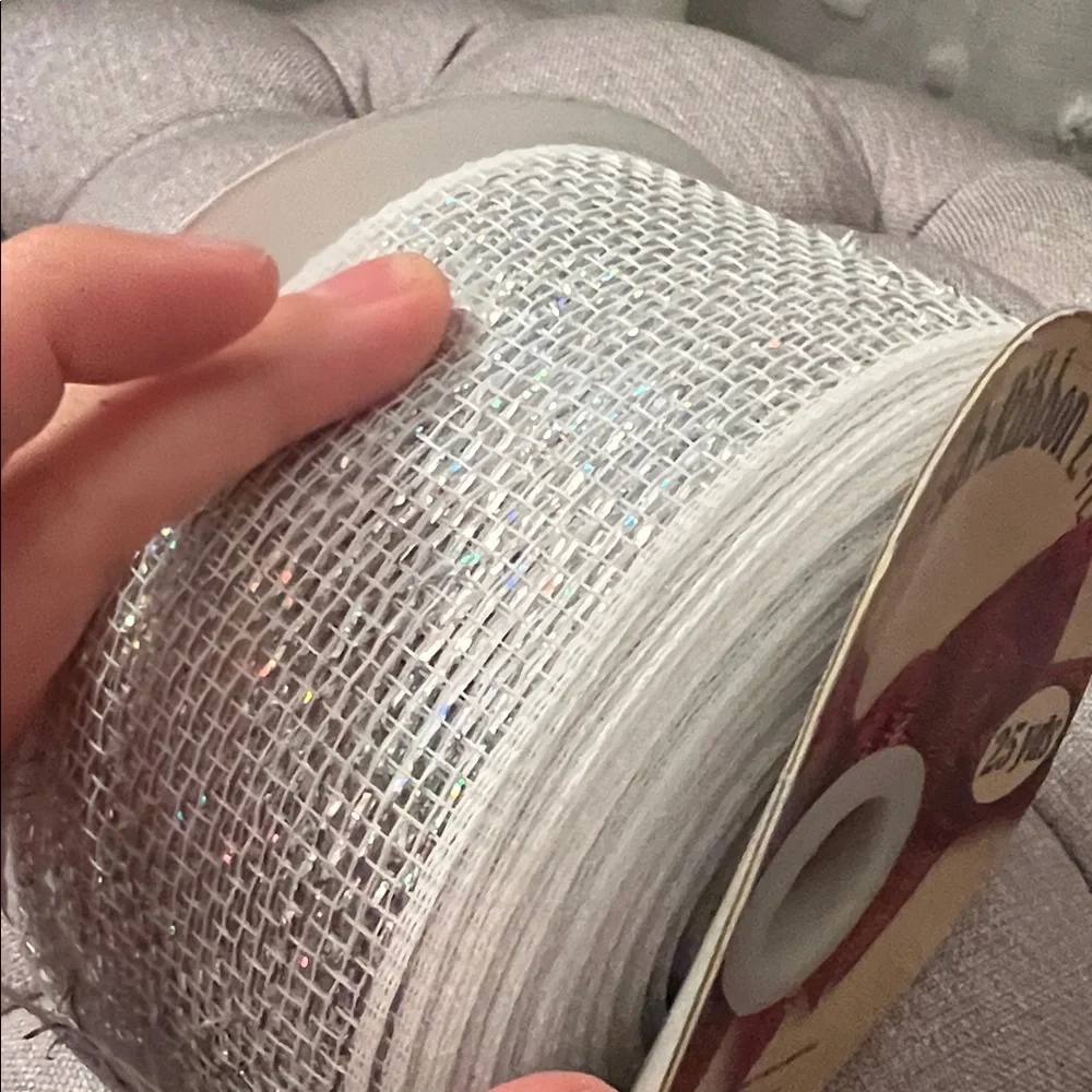 ❌TEMPORARILY UNAVAILABLE❌ Nicole Iridescent Silver and White Mesh Ribbon 2.5 in.